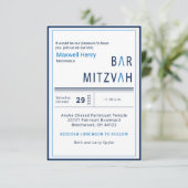 Blue Stripe Modern Bar Mitzvah Uitnodiging (Staand voorkant)