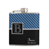 Blue Stripe Monogram met veranderlijke kleur Heupfles (Voorkant)