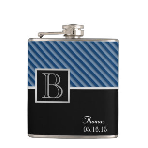 Blue Stripe Monogram met verwisselbare kleur Heupfles