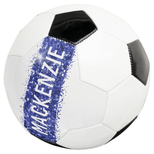 Blue Stripe Monogram Naam Gepersonaliseerd Voetbal (Drie kwart)
