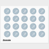 Blue Stripe Monogram trouwstickers Ronde Sticker (Vel)