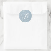 Blue Stripe Monogram trouwstickers Ronde Sticker (Tas)