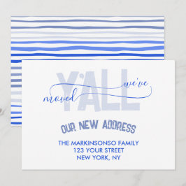 Blue Stripe Moving Announcement Kaart