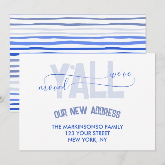 Blue Stripe Moving Announcement Kaart (Voorkant / Achterkant)