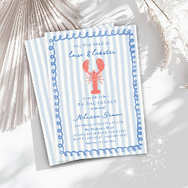 Blue Stripe Nautical Lobster Vrijgezellenfeest Kaart