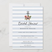 Blue Stripe Nautisch Anker Vrijgezellenfeest Parti Kaart (Voorkant)