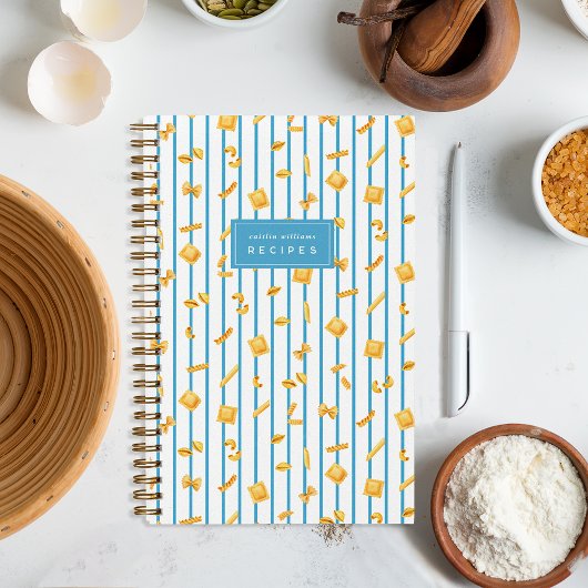Blue Stripe | Pasta Shapes Personalized Notitieboek