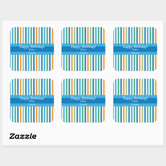Blue Stripe Personal Gift Stickers (Vel)