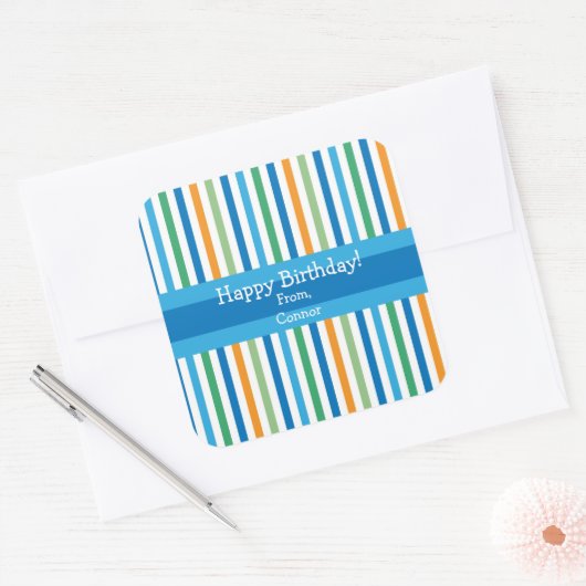 Blue Stripe Personal Gift Stickers (Envelop)