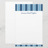 Blue Stripe Personal Stationery Briefpapier (Voorkant / Achterkant)