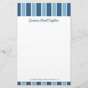 Blue Stripe Personal Stationery Briefpapier