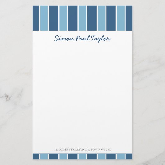 Blue Stripe Personal Stationery Briefpapier (Voorkant)
