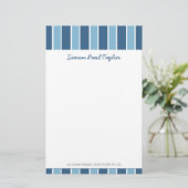 Blue Stripe Personal Stationery Briefpapier (Staand voorkant)