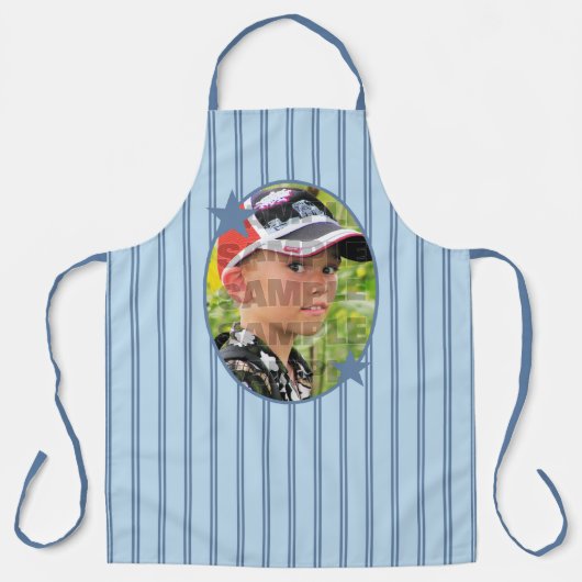 Blue Stripe Photo Template Schort (Voorkant)