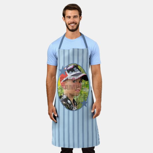 Blue Stripe Photo Template Schort (Gedragen)