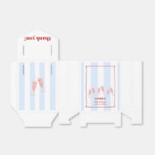 Blue Stripe Red Border Brunch & Bubbly Baby shower Bedankdoosjes (Uitgevouwen)