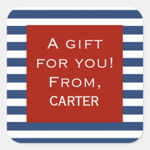 Blue Stripe Red Lijst Personalized Gift Sticker