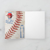 Blue Stripe Verjaardag Honkbal Kaart w / Custom St (Binnen)