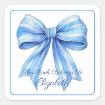 Blue Stripe Waterverf Bow Gepersonaliseerde Boeken