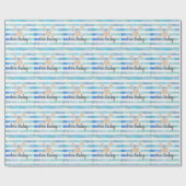 Blue Stripe Waterverf Bunny voor Baby Cadeaupapier (Vlak)