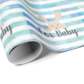Blue Stripe Waterverf Bunny voor Baby Cadeaupapier (Rol Hoek)