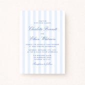 Blue Stripe Wedding Invitation Kaart