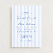 Blue Stripe Wedding Invitation Kaart