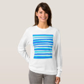 Blue Striped Abstract Art T-shirt (Voorkant volledig)