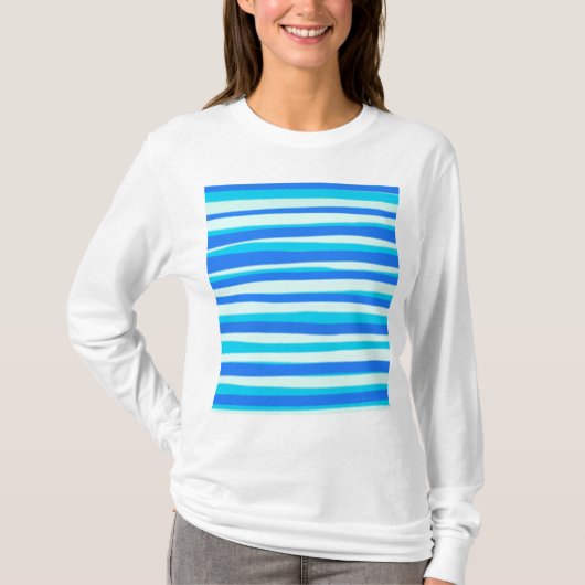 Blue Striped Abstract Art T-shirt (Voorkant)