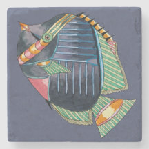 Blue Striped Angel Fish Stone Onderzetter