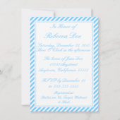 Blue Striped Baby Invite Kaart (Achterkant)