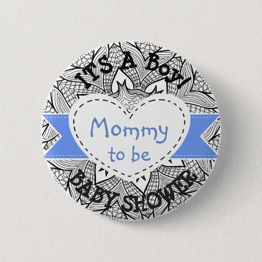 Blue Striped Baby shower Button Mam om Button te w (Voorkant)