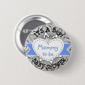 Blue Striped Baby shower Button Mam om Button te w (Voorkant /achterkant)