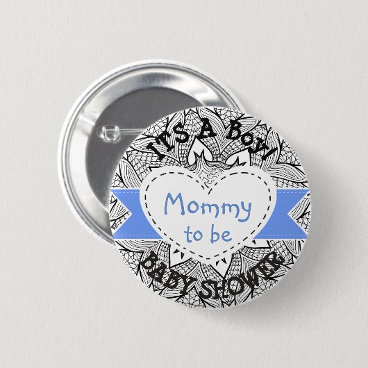 Blue Striped Baby shower Button Mam om Button te w (Voorkant /achterkant)