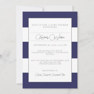 Blue Striped Baby shower Invitation Kaart