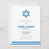 Blue Striped Bar Mitzvah Invite Kaart (Voorkant)