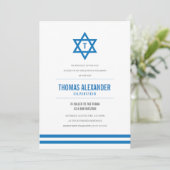 Blue Striped Bar Mitzvah Invite Kaart (Staand voorkant)