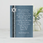 Blue Striped Bar Mitzvah Uitnodiging (Staand voorkant)