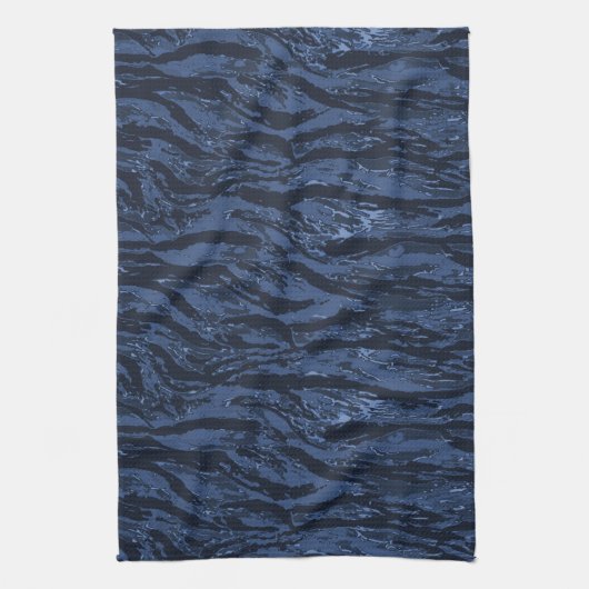 Blue Striped Camo Theedoek (Verticaal)