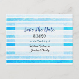 Blue Striped Crackle Save the Date Briefkaart