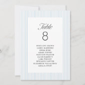 Blue Striped Elegance Class Wedding Seating Charts Kaart (Voorkant)