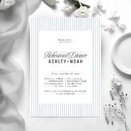 Blue Striped Elegance Classy Rehearsal Dinner Kaart