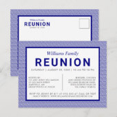 Blue Striped Family Reunion Briefkaart Uitnodiging (Voorkant / Achterkant)