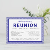 Blue Striped Family Reunion Uitnodiging (Staand voorkant)
