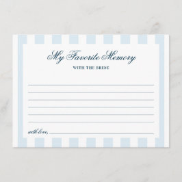 Blue Striped Favorite Memory Bridal Shower Informatiekaartje