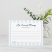 Blue Striped Favorite Memory Bridal Shower Informatiekaartje (Staand voorkant)