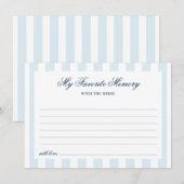 Blue Striped Favorite Memory Bridal Shower Informatiekaartje (Voorkant / Achterkant)
