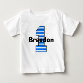 Blue Striped First Birthday Boy Shirt (Voorkant)