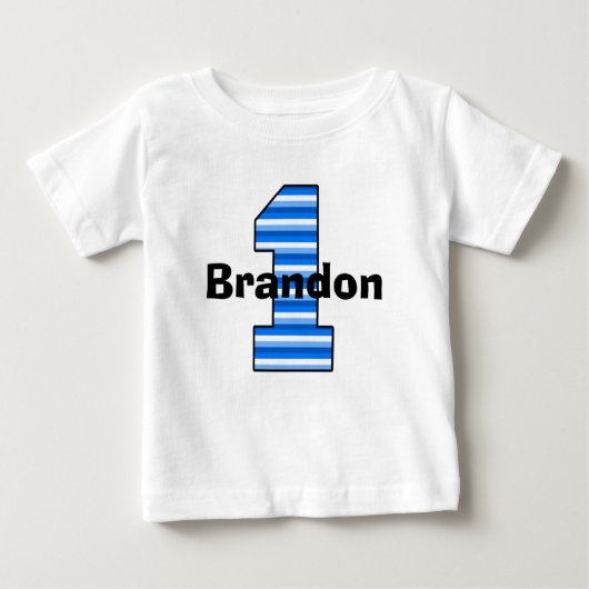 Blue Striped First Birthday Boy Shirt (Voorkant)