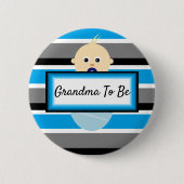 Blue Striped Grandma om Baby shower Button te zijn (Voorkant)
